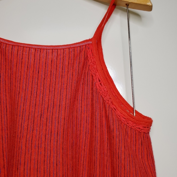 WE THE FREE PEOPLE Coral Red Americana Striped Linen Combo Tank Top Size XS - Picture 3 of 7